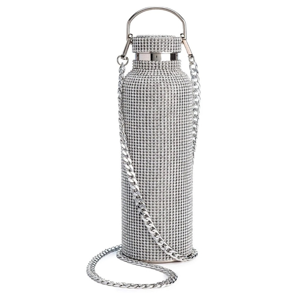 Paris Hilton Bling Water Bottle W/ Lid Removable and Strap Stainless Steel 25 oz